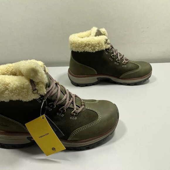 NEW EDDIE BAUER  Rainier Mid Boots Size 8M Waterproof Ankle Warm Green Leather - Picture 7 of 8